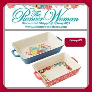 🦋 New Pioneer Woman Fancy Flourish 2 Rectangular Bakers
